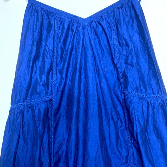 TRYB Tula Shift Dress Blue V Neck Spaghetti Stray Racerback Midi High-Low Hem - Picture 3 of 10